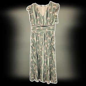 Green/Black/Red Pattern Cat Dress